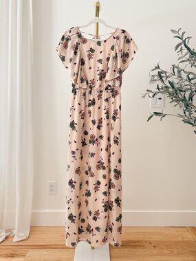 Böhme Floral Maxi Dress | Flutter Sleeve Open Back Tie | Size S